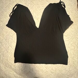 Banana Republic Black V-Neck Short Sleeve Blouse